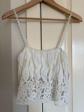 Zara White Crochet & Lace Camisole